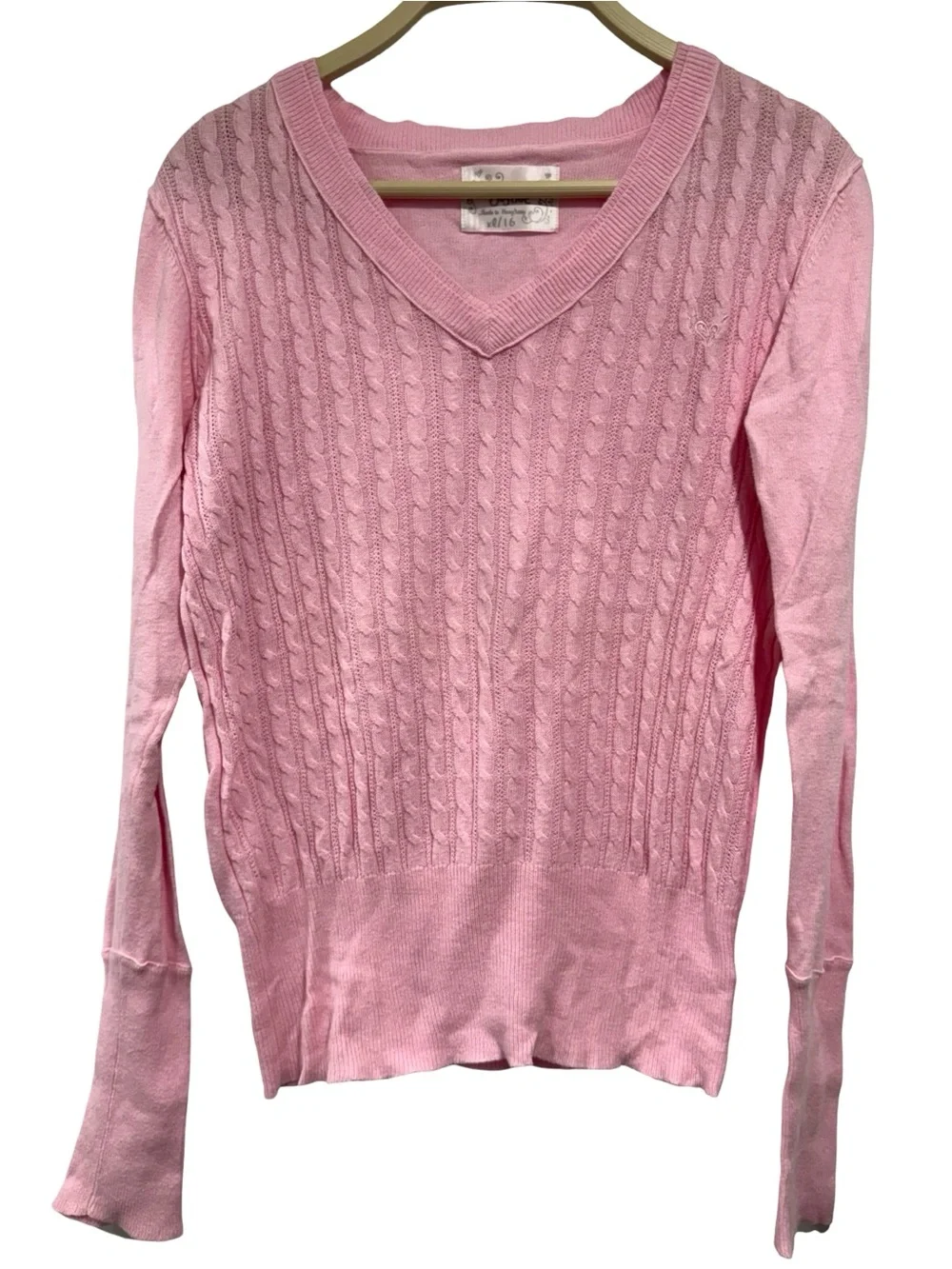 Girls Justice Cable Knit V-Neck Sweater